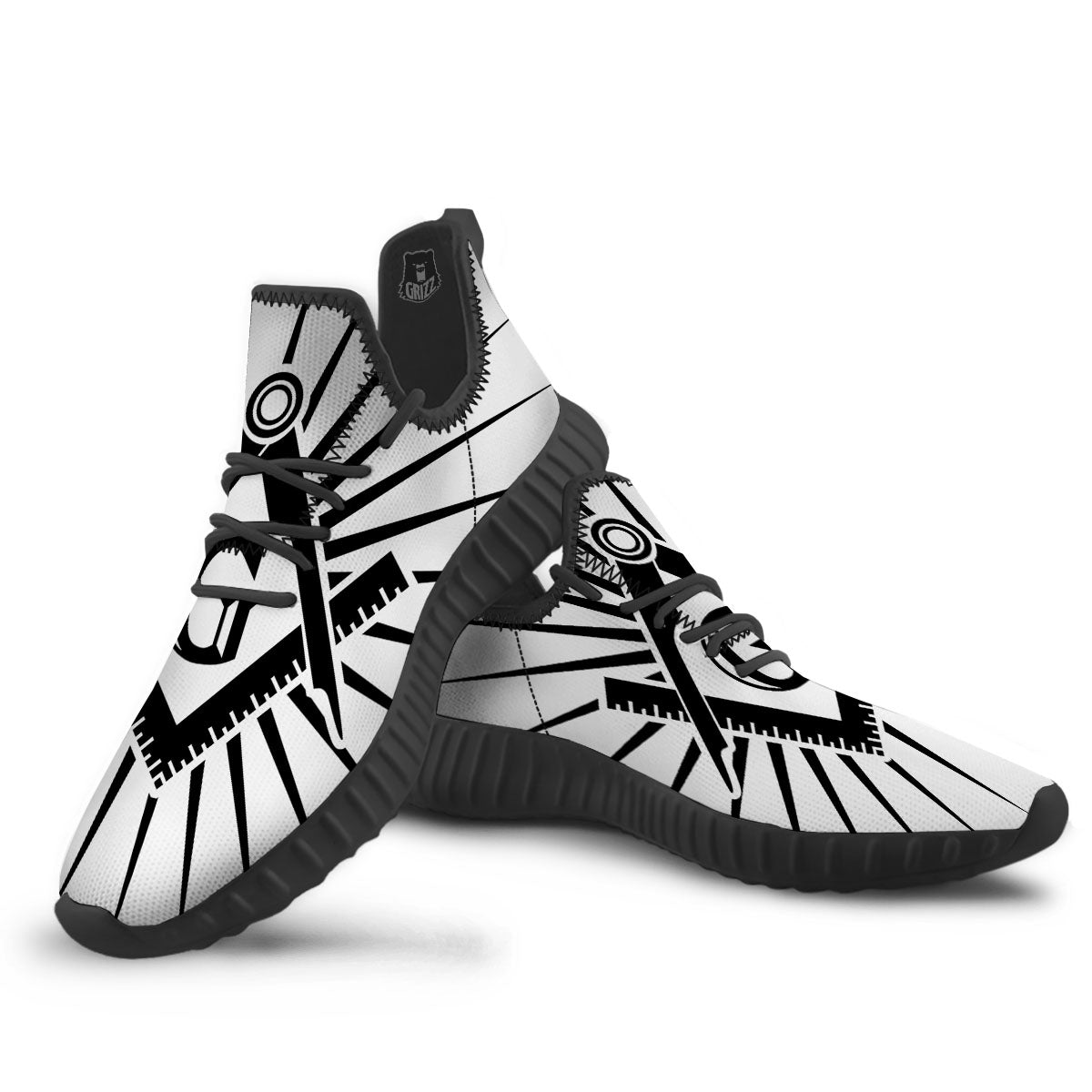 Symbol Freemasonry Print Black Walking Shoes-grizzshop