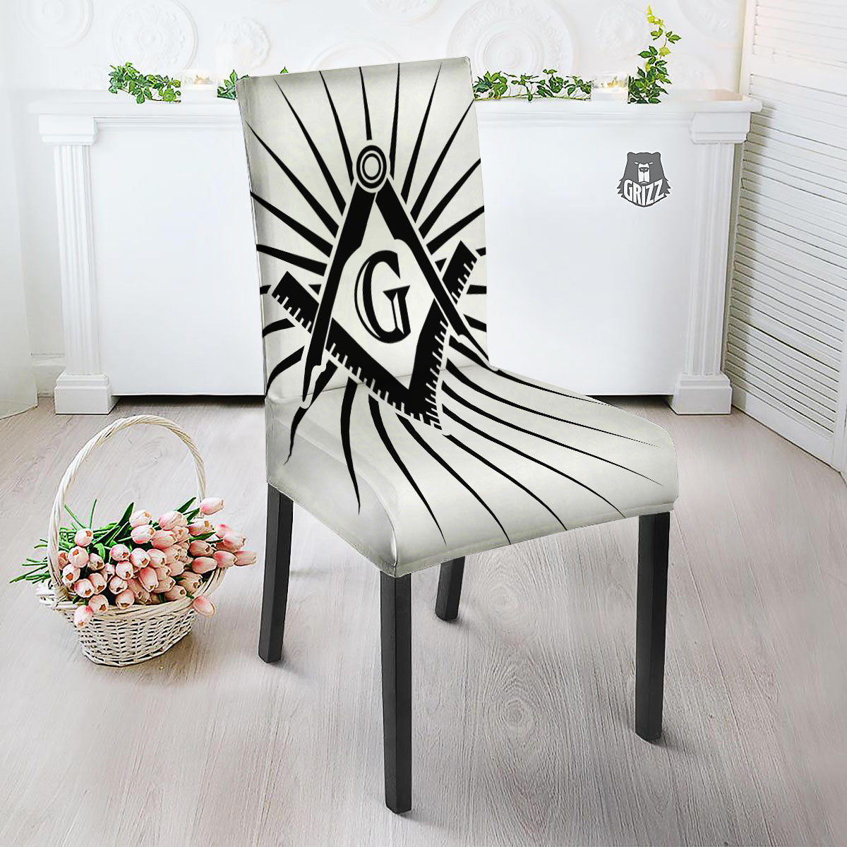 Symbol Freemasonry Print Dining Chair Slipcover-grizzshop