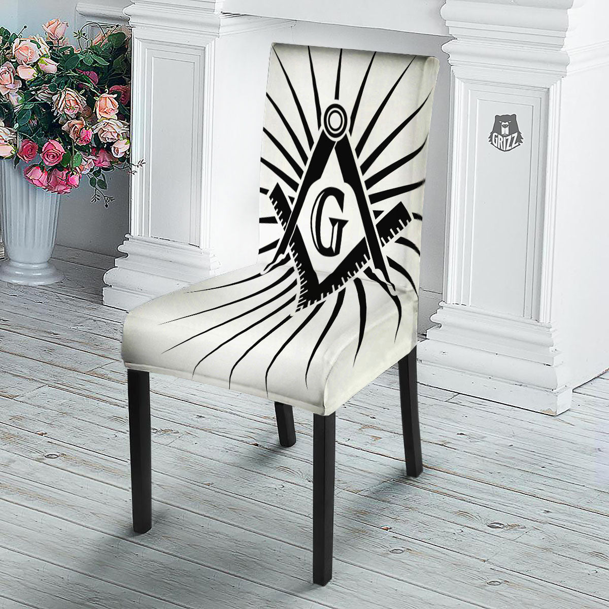 Symbol Freemasonry Print Dining Chair Slipcover-grizzshop