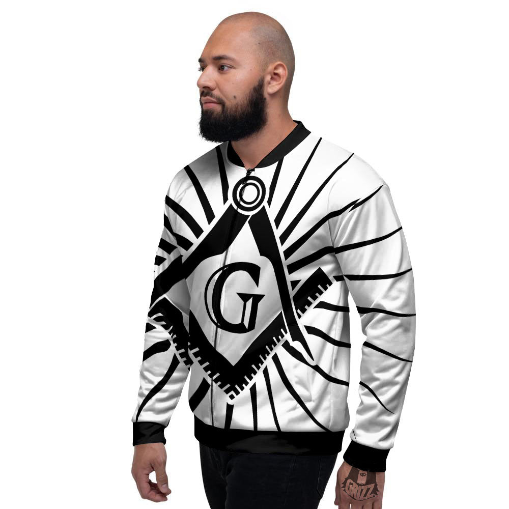 Symbol Freemasonry Print Men's Bomber Jacket-grizzshop