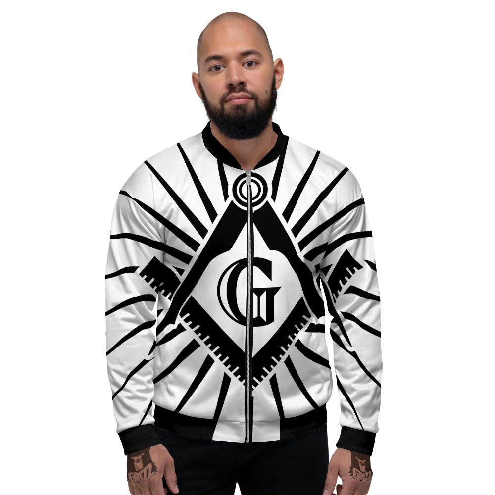 Symbol Freemasonry Print Men's Bomber Jacket-grizzshop
