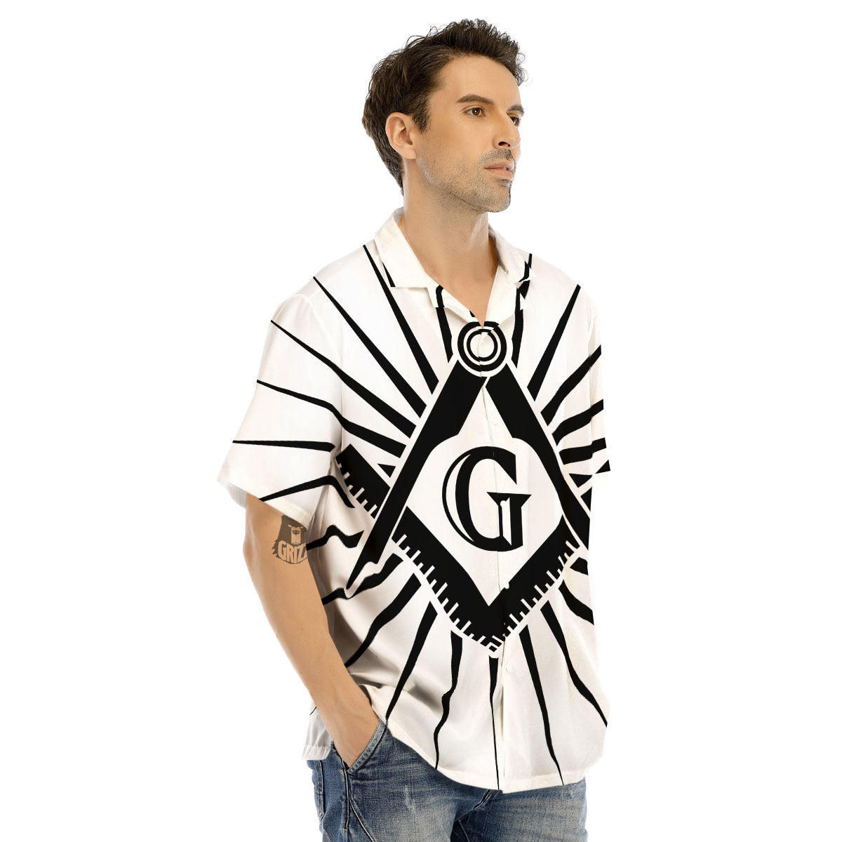 Symbol Freemasonry Print Men's Hawaiian Shirt-grizzshop