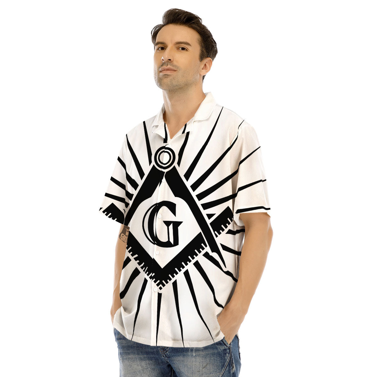 Symbol Freemasonry Print Men's Hawaiian Shirt-grizzshop