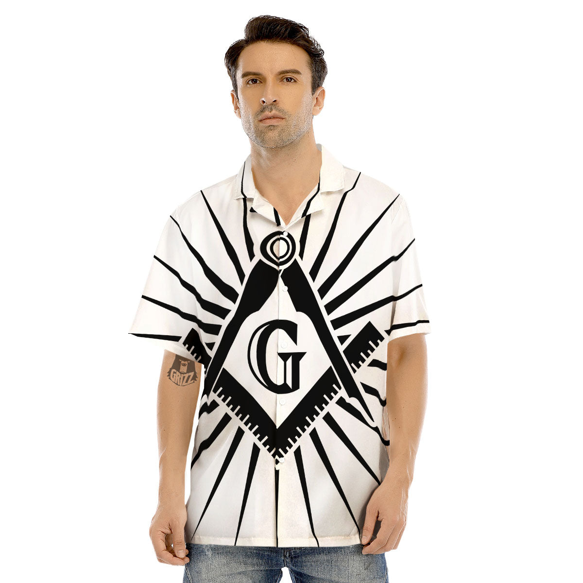 Symbol Freemasonry Print Men's Hawaiian Shirt-grizzshop
