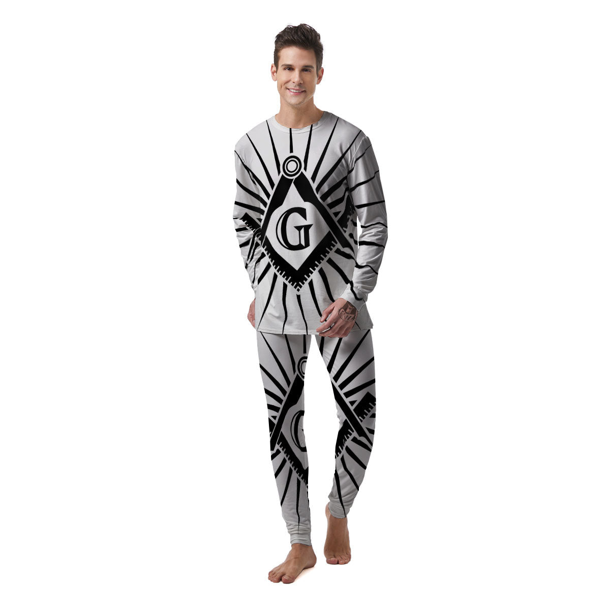 Symbol Freemasonry Print Men's Pajamas-grizzshop