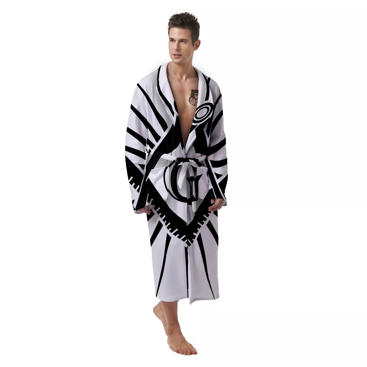 Symbol Freemasonry Print Men's Robe-grizzshop
