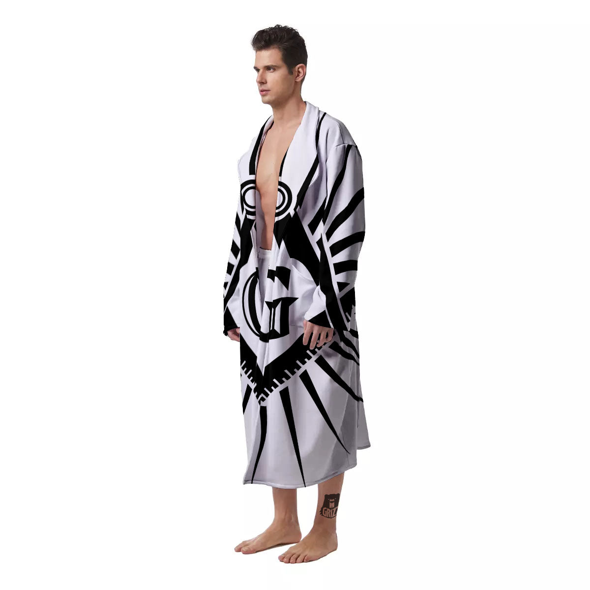 Symbol Freemasonry Print Men's Robe-grizzshop
