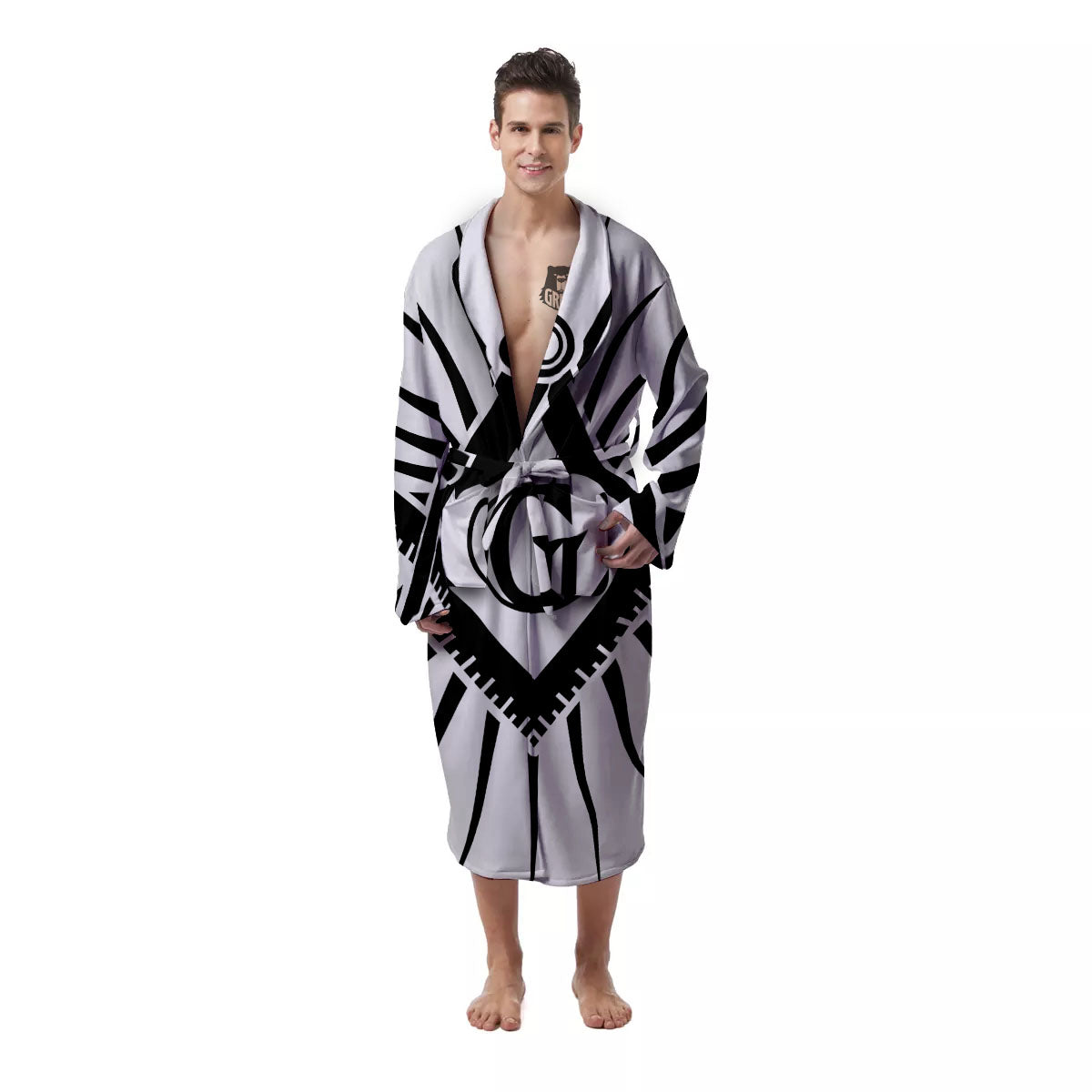 Symbol Freemasonry Print Men's Robe-grizzshop