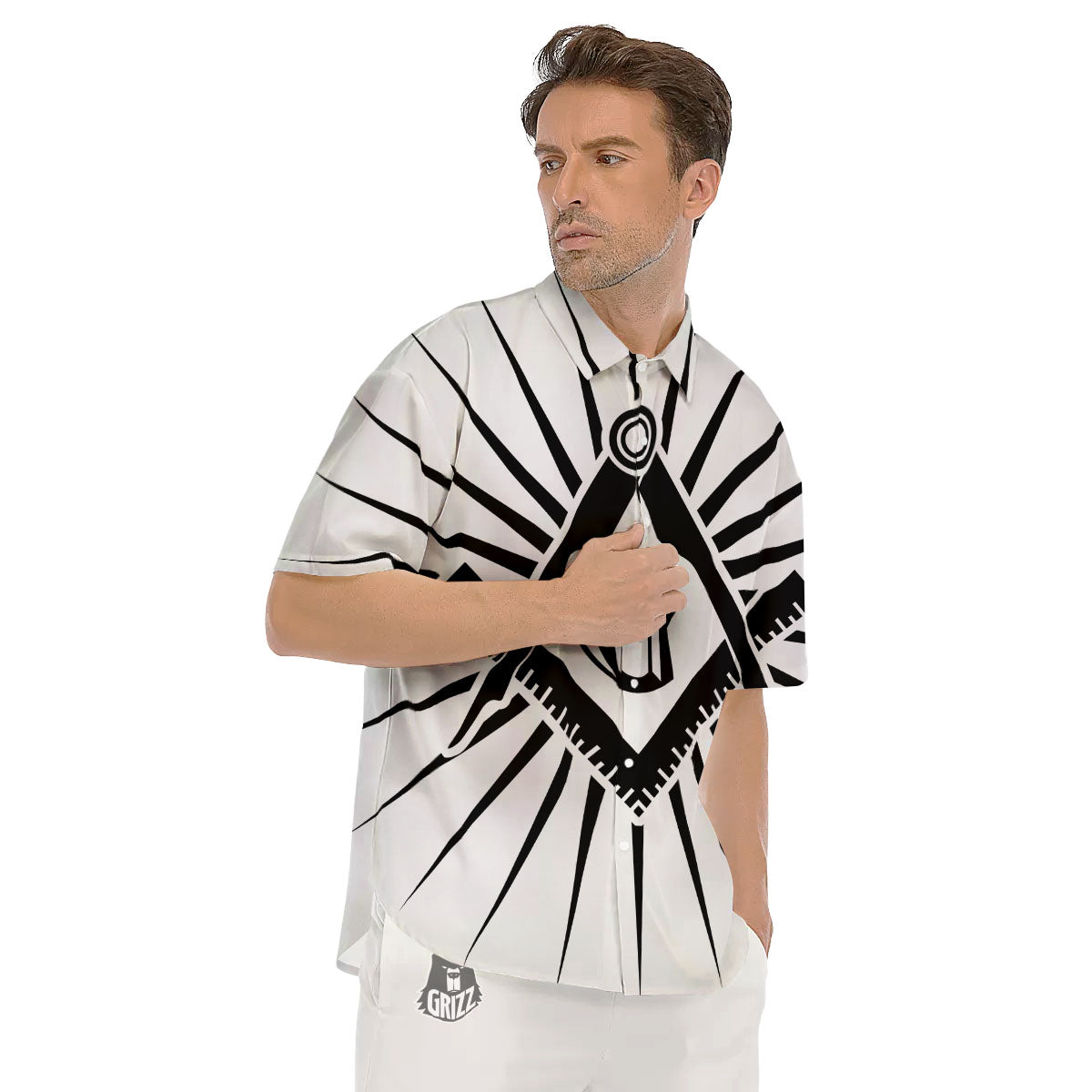 Symbol Freemasonry Print Men's Short Sleeve Shirts-grizzshop