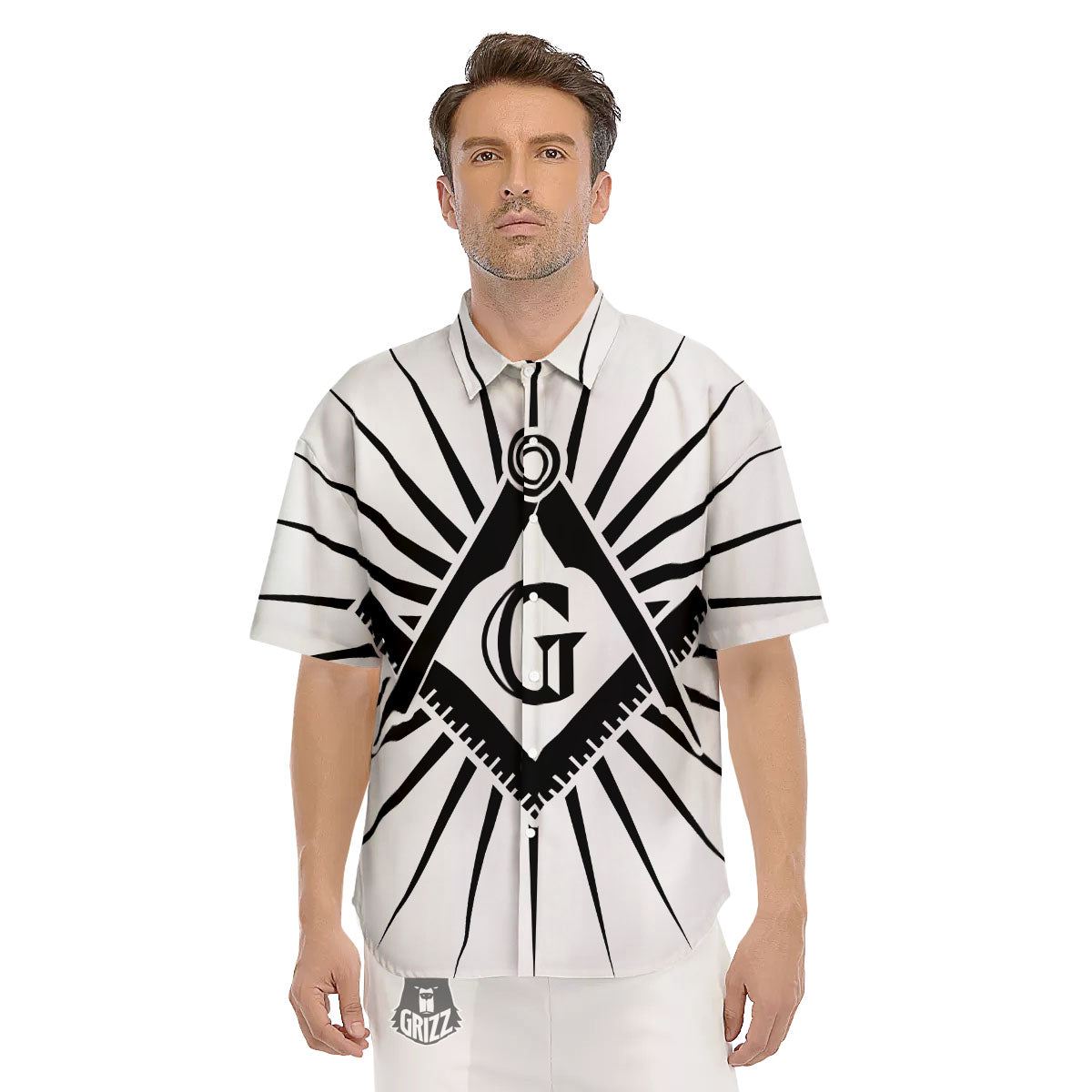 Symbol Freemasonry Print Men's Short Sleeve Shirts-grizzshop