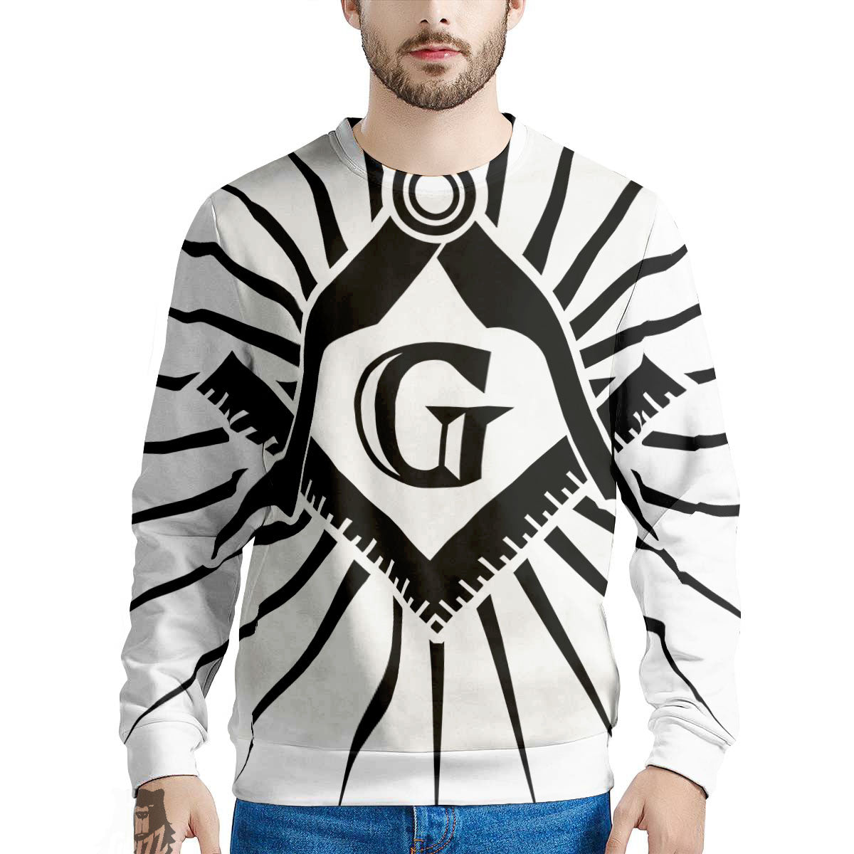 Symbol Freemasonry Print Men's Sweatshirt-grizzshop