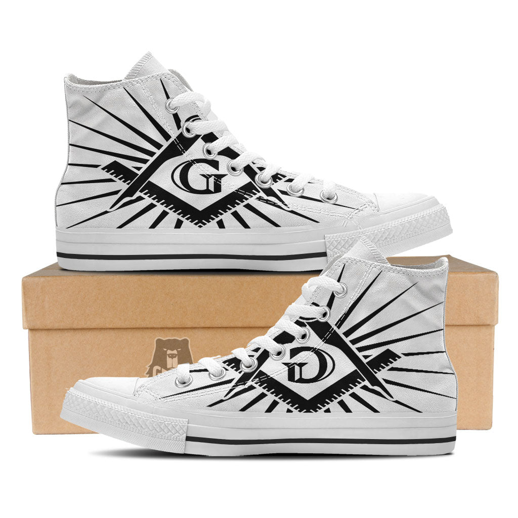 Symbol Freemasonry Print White High Top Shoes-grizzshop