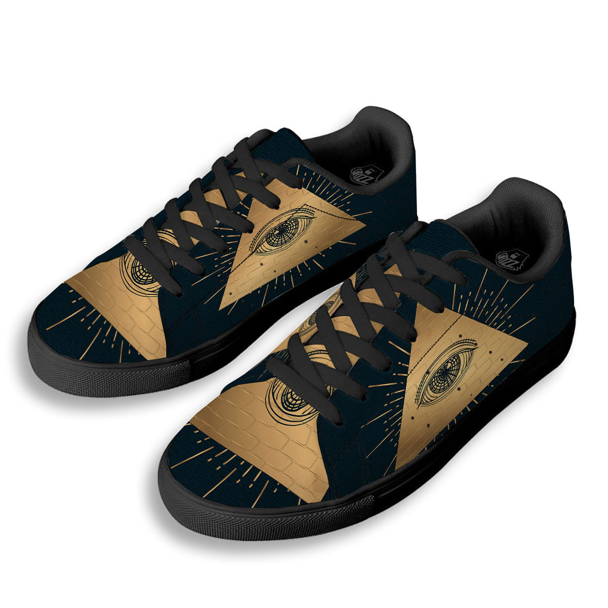 Symbol Illuminati Print Black Low Top Sneakers-grizzshop