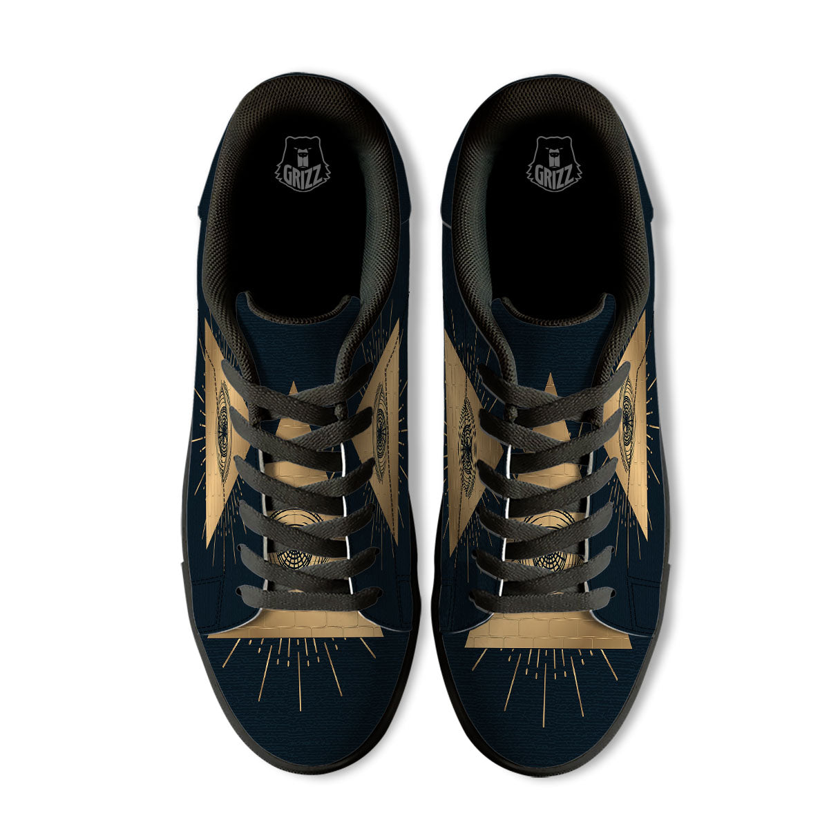 Symbol Illuminati Print Black Low Top Sneakers-grizzshop