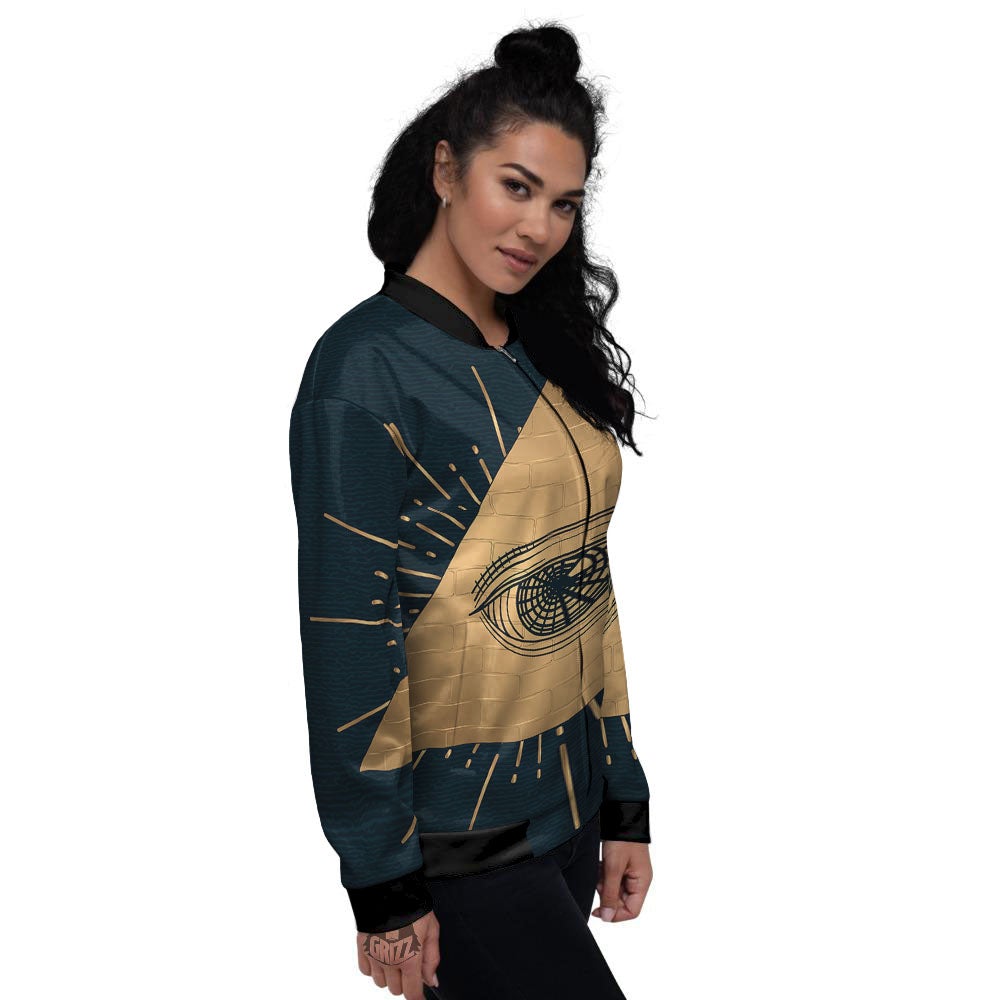 Symbol Illuminati Print Women's Bomber Jacket-grizzshop