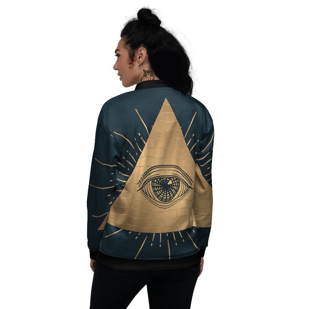 Symbol Illuminati Print Women's Bomber Jacket-grizzshop