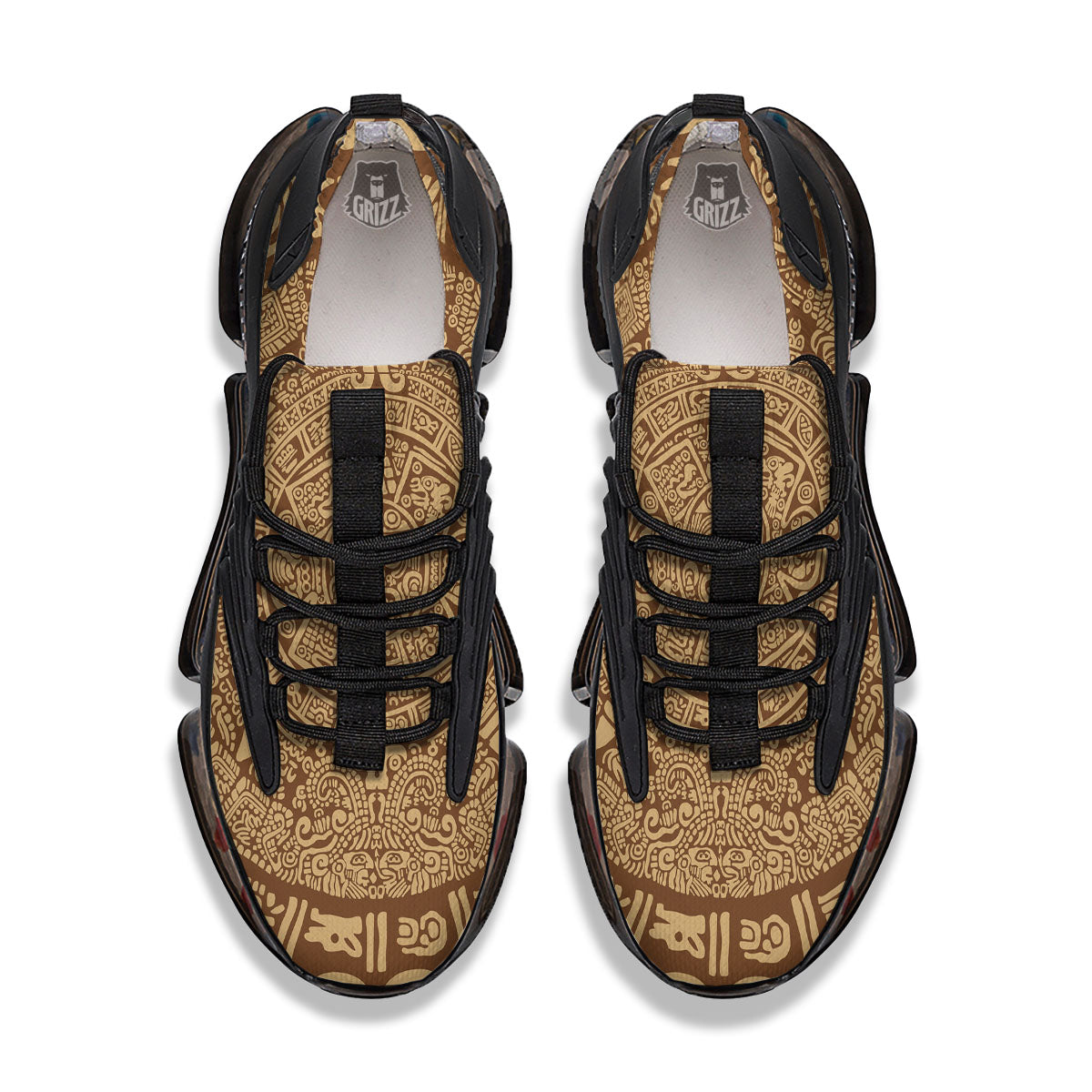 Symbol Mayan Print Black Gym Shoes-grizzshop