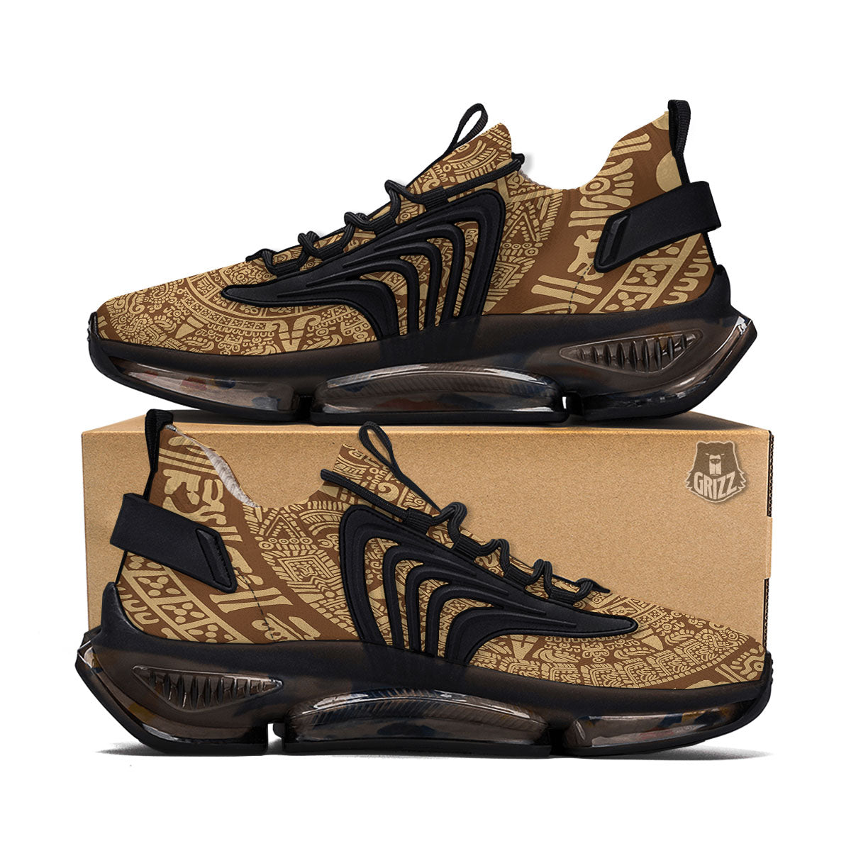 Symbol Mayan Print Black Gym Shoes-grizzshop