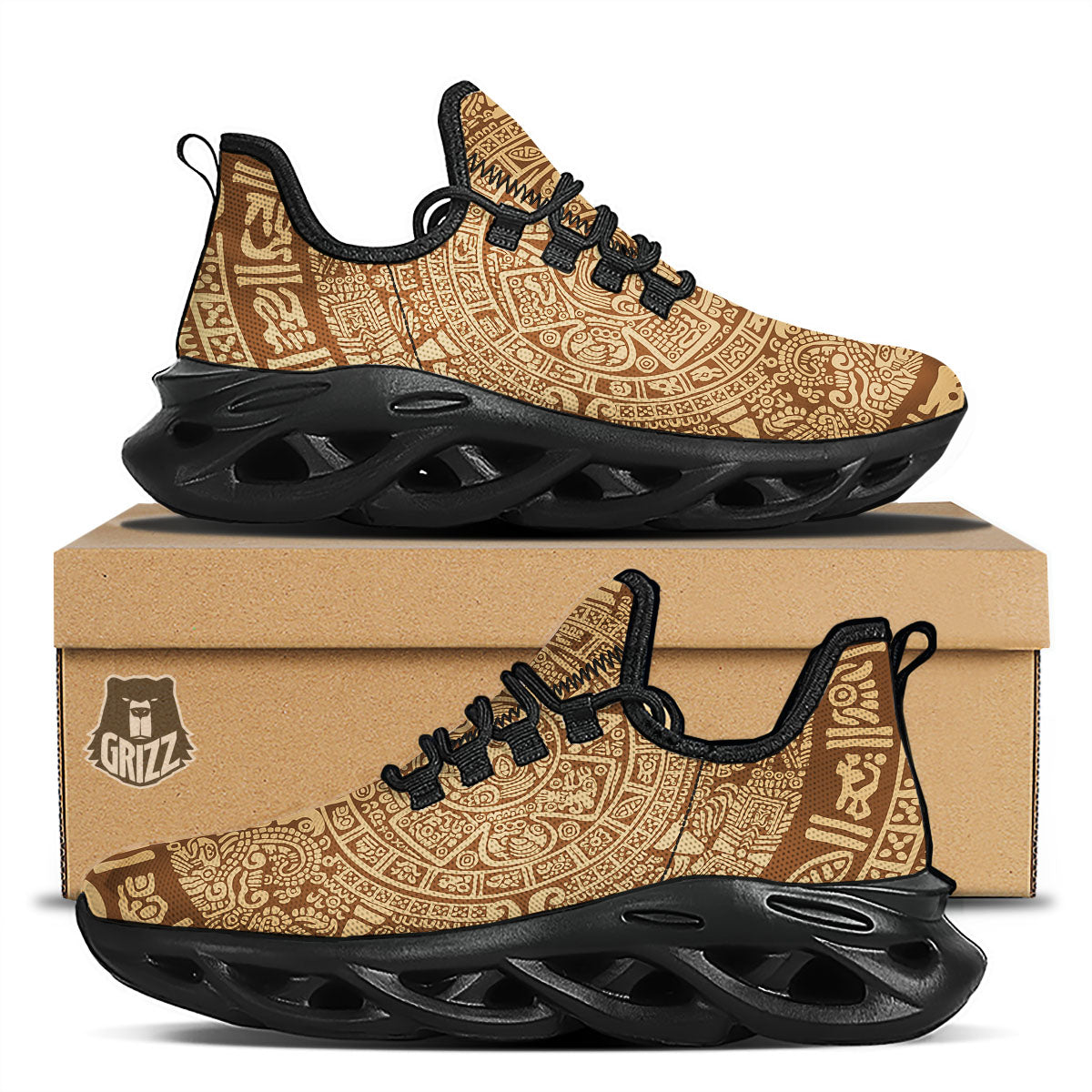 Symbol Mayan Print Black Running Shoes-grizzshop