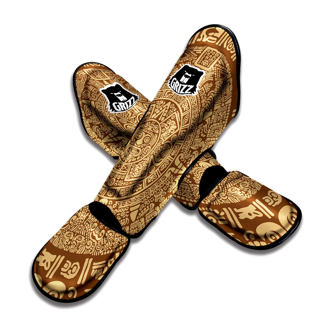 Symbol Mayan Print Muay Thai Shin Guards-grizzshop