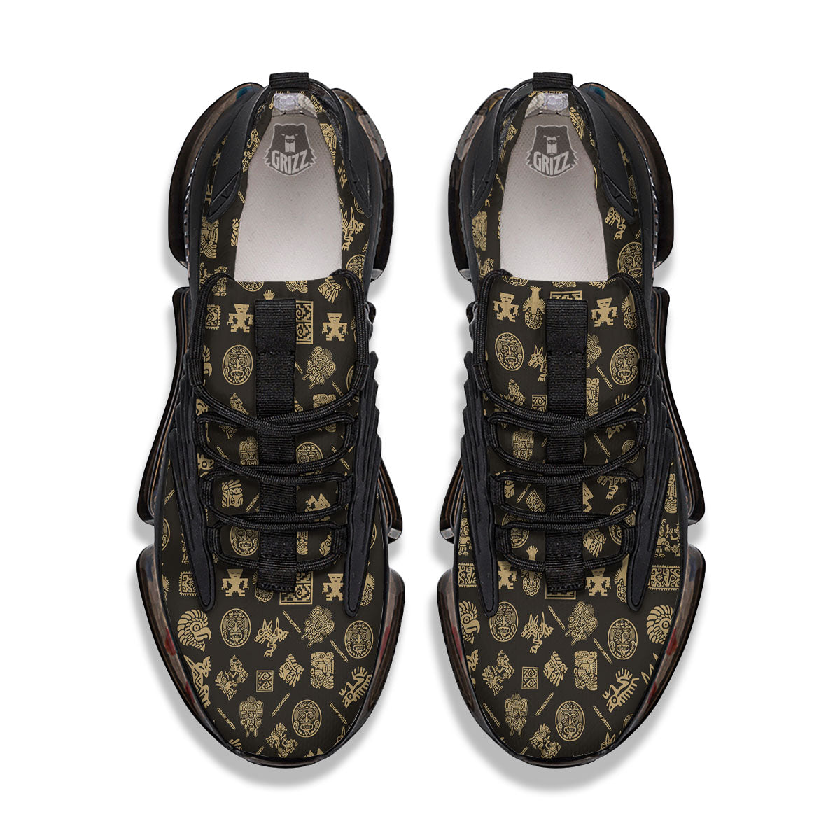Symbol Mayan Print Pattern Black Gym Shoes-grizzshop