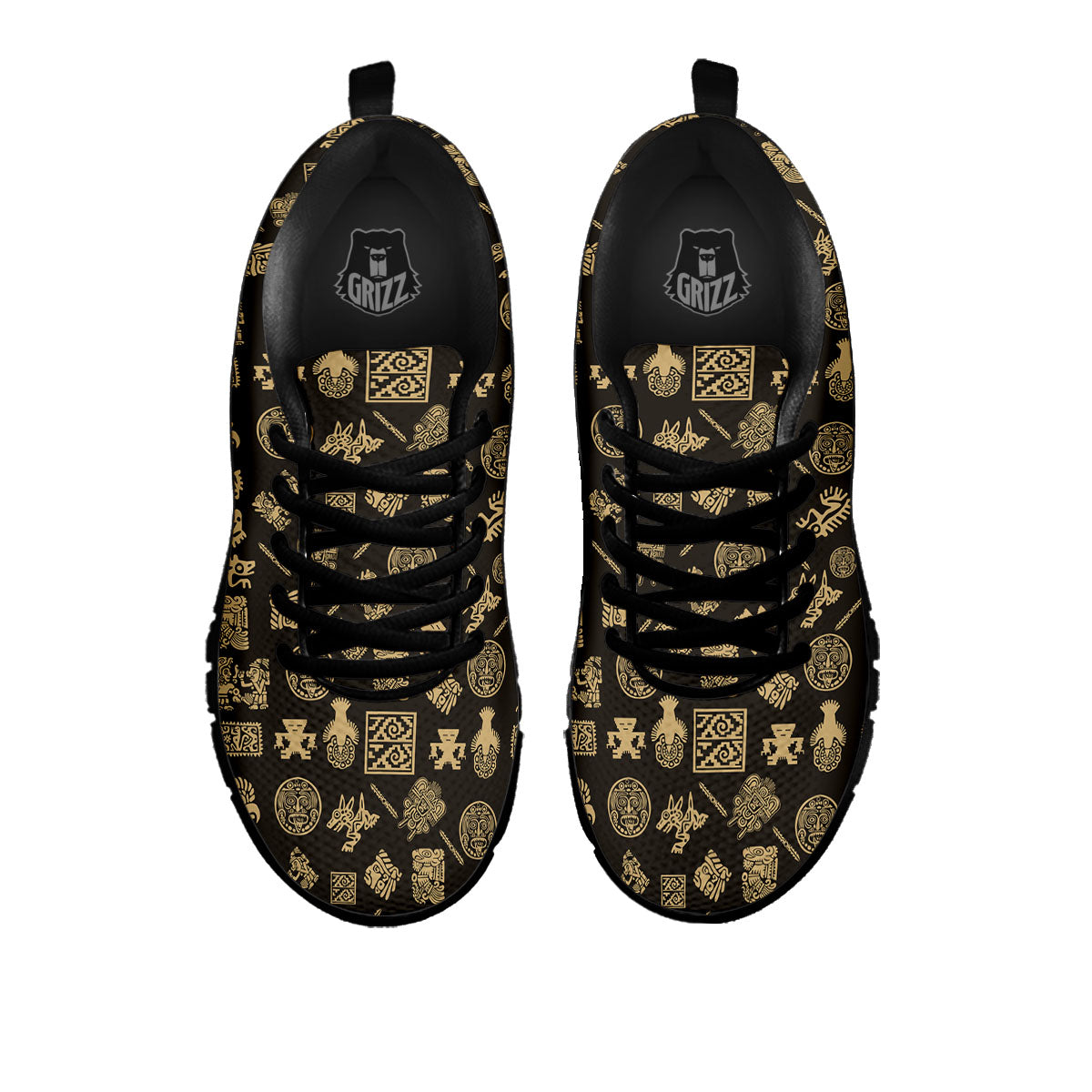 Symbol Mayan Print Pattern Black Sneaker-grizzshop