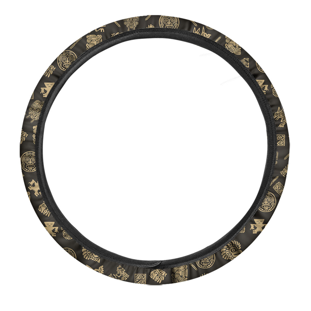 Symbol Mayan Print Pattern Car Steering Wheel Cover-grizzshop