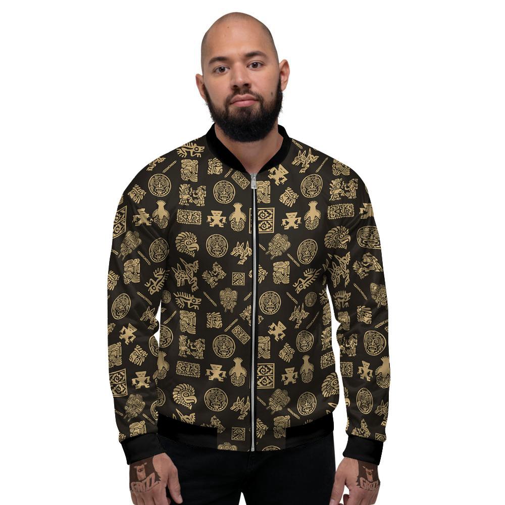 Symbol Mayan Print Pattern Men's Bomber Jacket-grizzshop