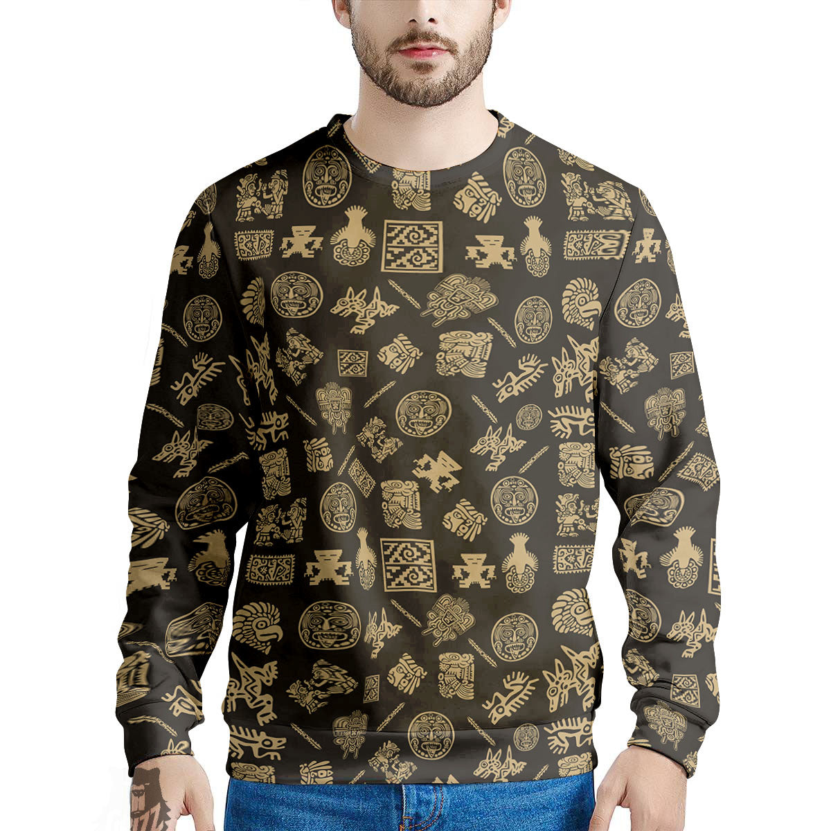 Symbol Mayan Print Pattern Men's Sweatshirt-grizzshop