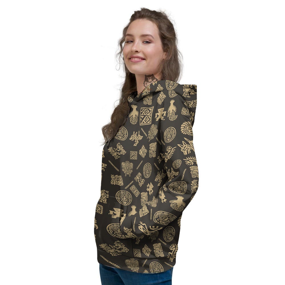 Symbol Mayan Print Pattern Women's Hoodie-grizzshop
