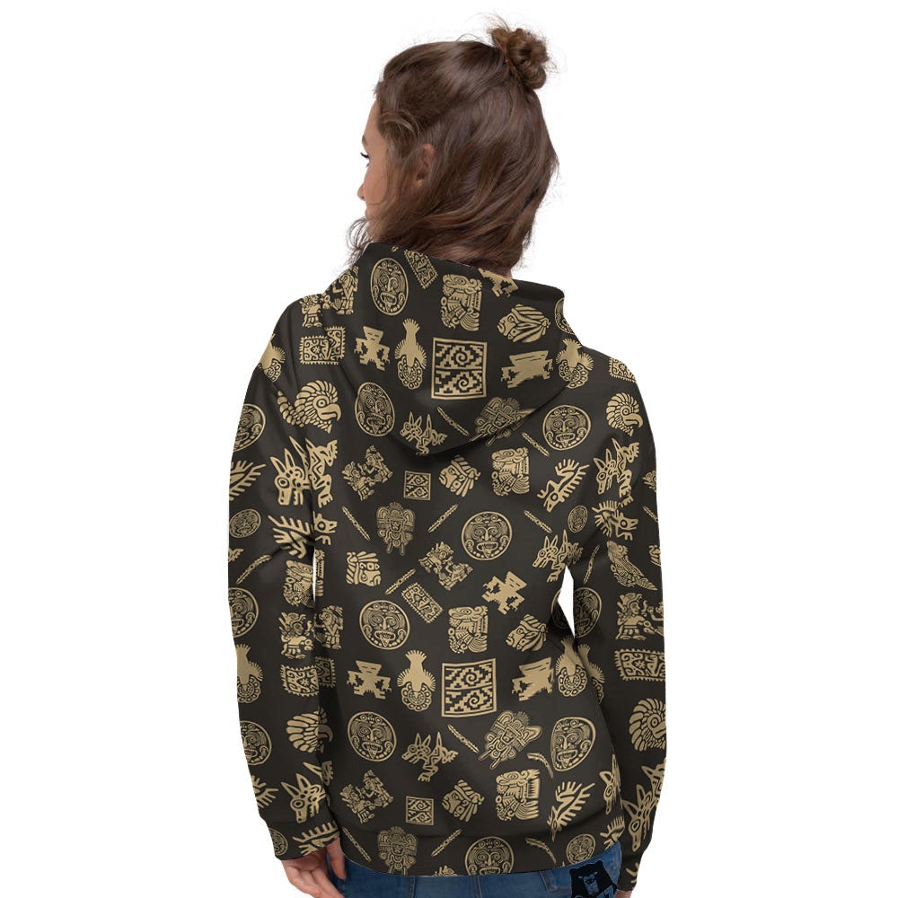 Symbol Mayan Print Pattern Women's Hoodie-grizzshop