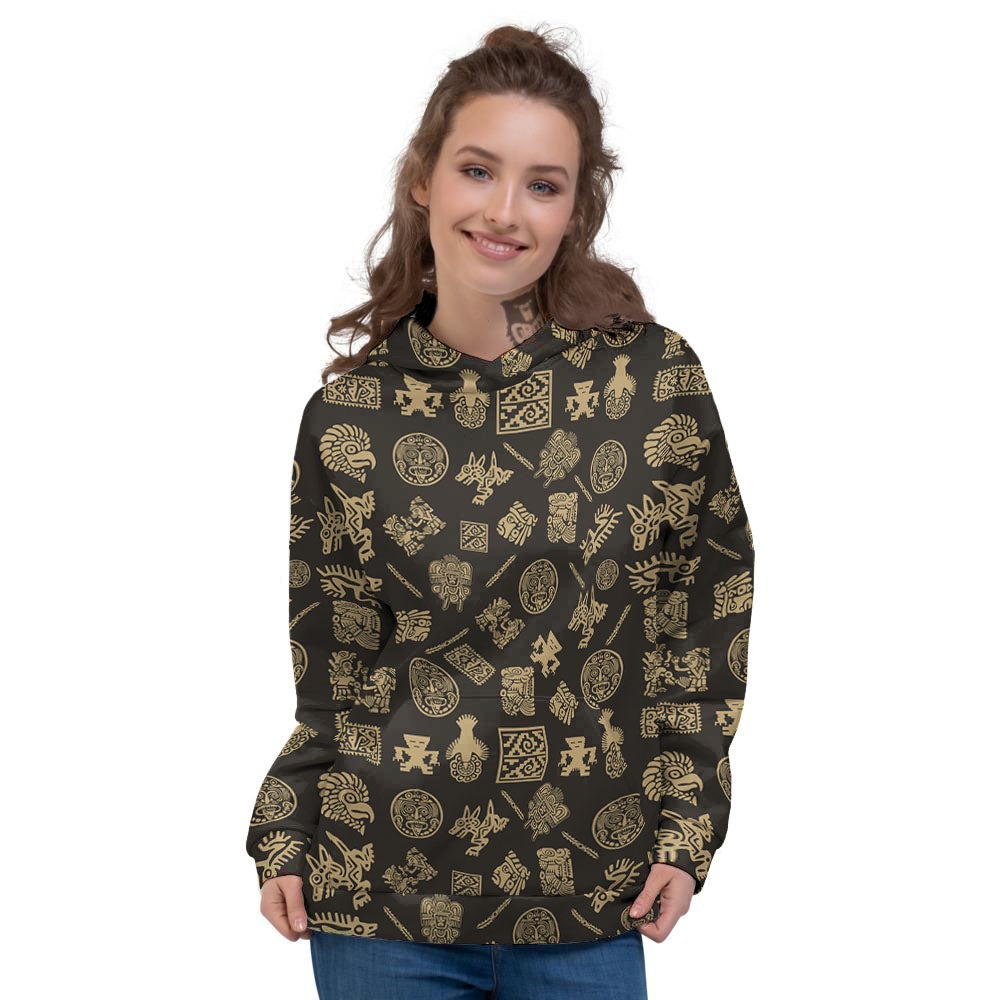 Symbol Mayan Print Pattern Women's Hoodie-grizzshop