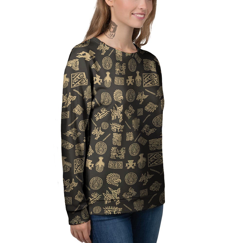 Symbol Mayan Print Pattern Women's Sweatshirt-grizzshop