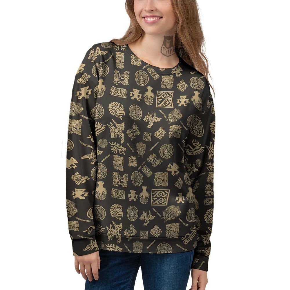 Symbol Mayan Print Pattern Women's Sweatshirt-grizzshop