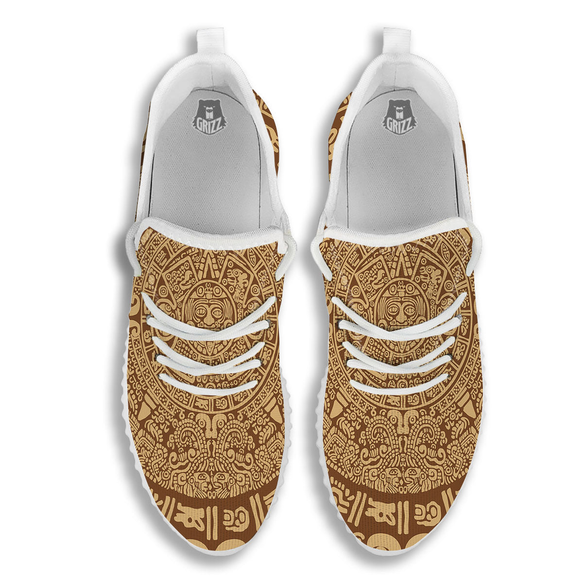 Symbol Mayan Print White Walking Shoes-grizzshop