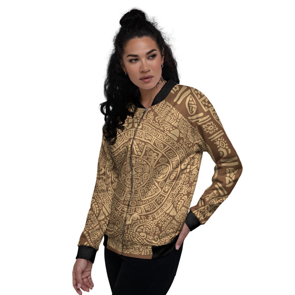 Symbol Mayan Print Women's Bomber Jacket-grizzshop