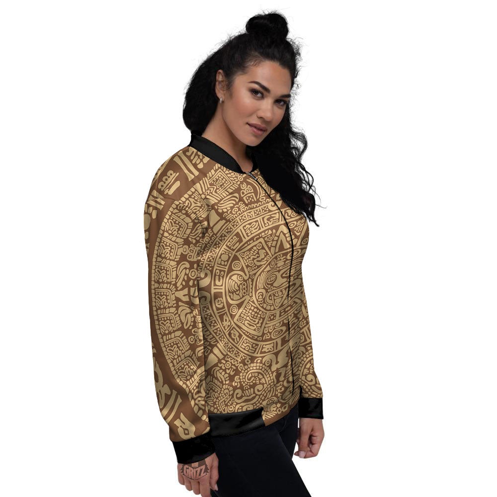 Symbol Mayan Print Women's Bomber Jacket-grizzshop