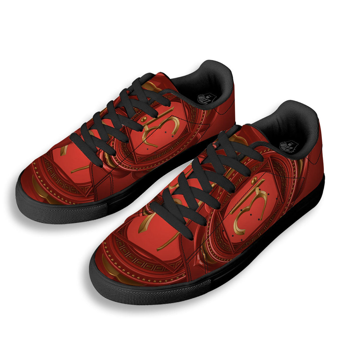 Symbol Muladhara Chakra Print Black Low Top Sneakers-grizzshop