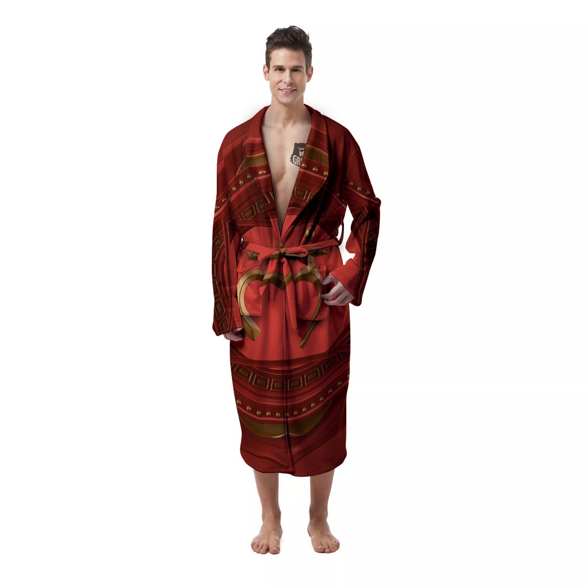 Symbol Muladhara Chakra Print Men's Robe-grizzshop