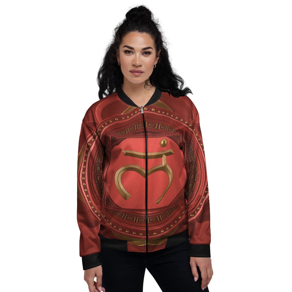 Symbol Muladhara Chakra Print Women's Bomber Jacket-grizzshop