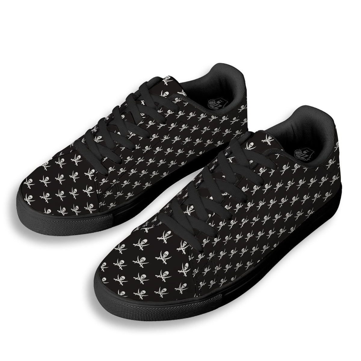 Symbol Pirate Skull Print Pattern Black Low Top Sneakers-grizzshop