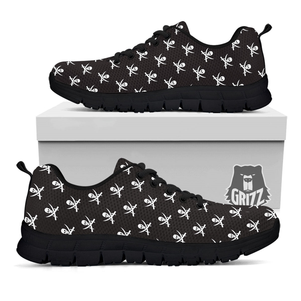 Symbol Pirate Skull Print Pattern Black Sneaker-grizzshop