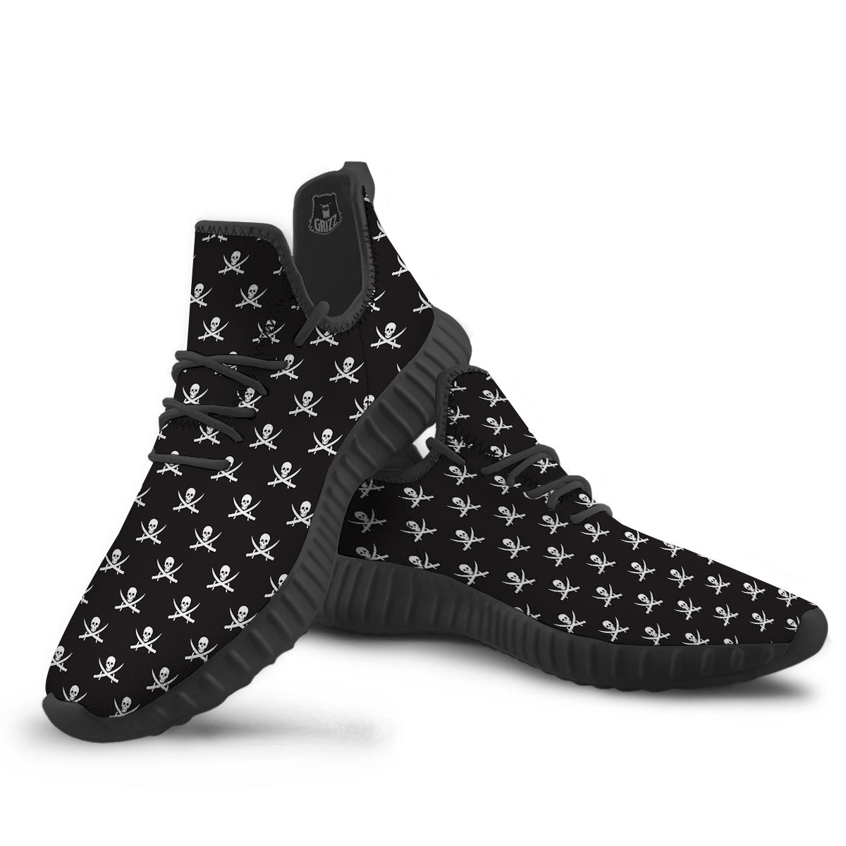 Symbol Pirate Skull Print Pattern Black Walking Shoes-grizzshop