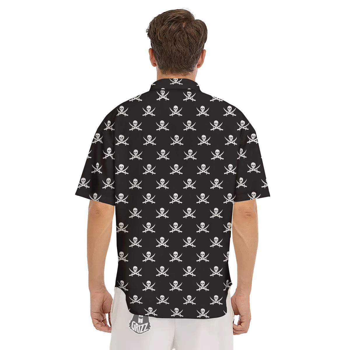 Symbol Pirate Skull Print Pattern Men's Short Sleeve Shirts-grizzshop