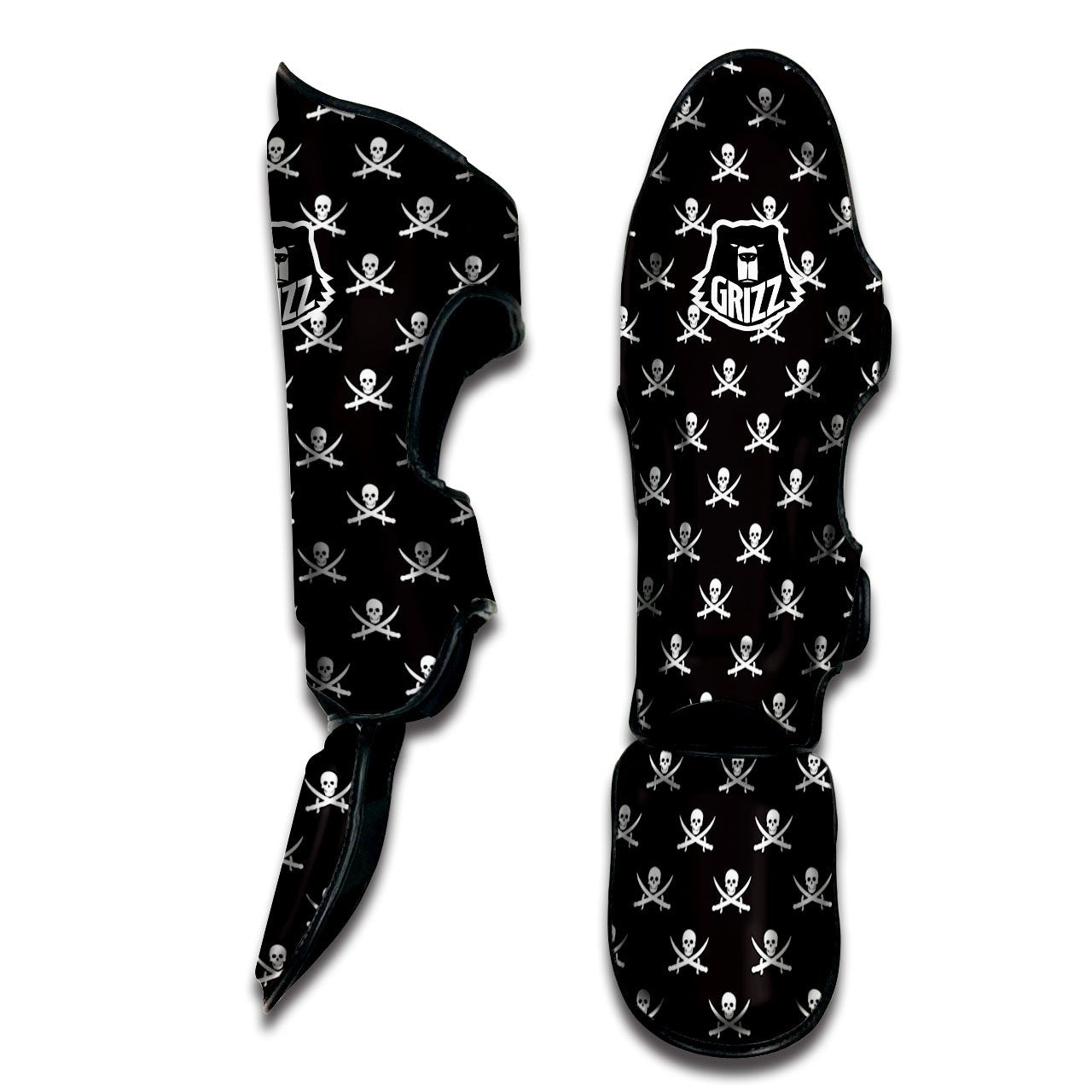 Symbol Pirate Skull Print Pattern Muay Thai Shin Guards-grizzshop