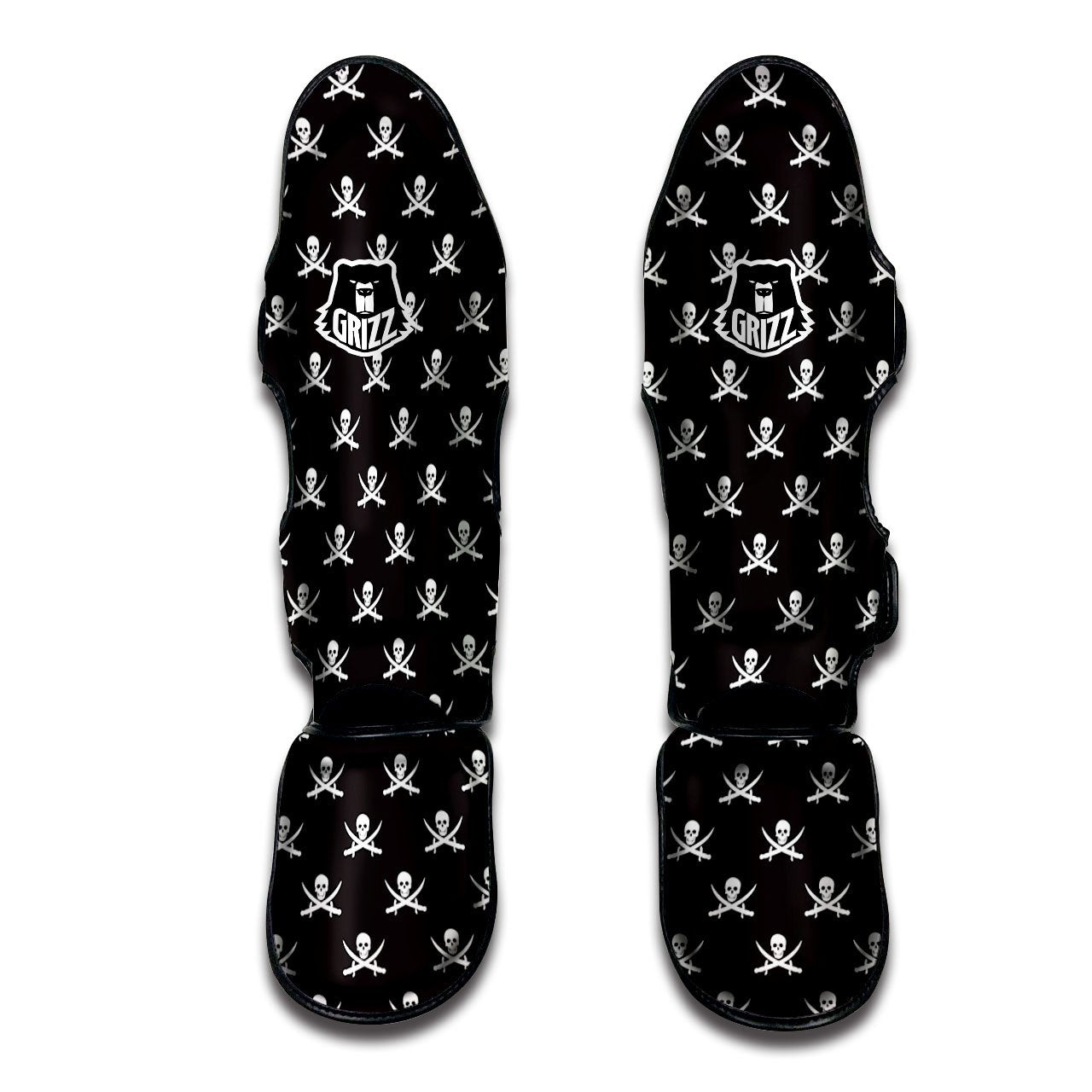 Symbol Pirate Skull Print Pattern Muay Thai Shin Guards-grizzshop
