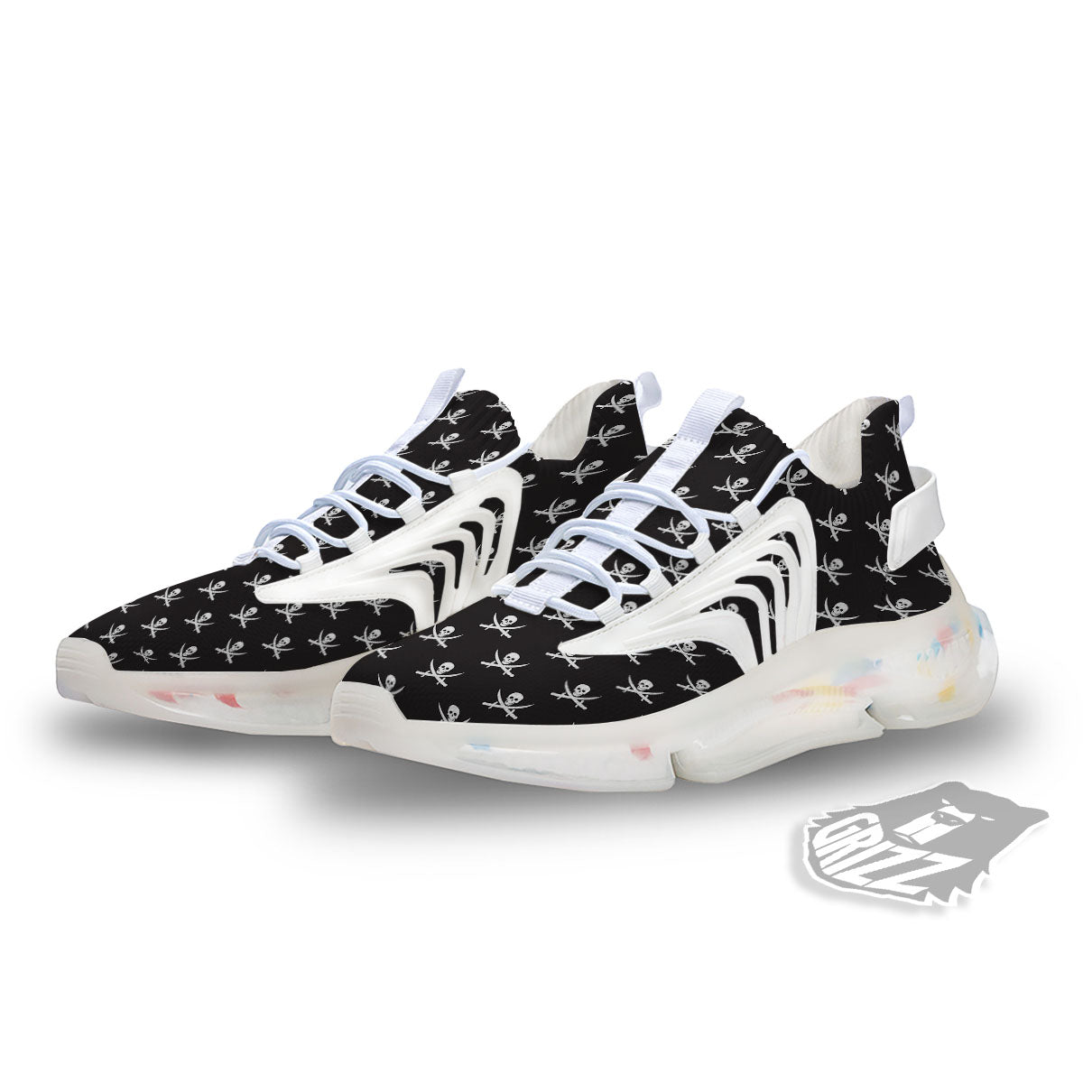 Symbol Pirate Skull Print Pattern White Gym Shoes-grizzshop