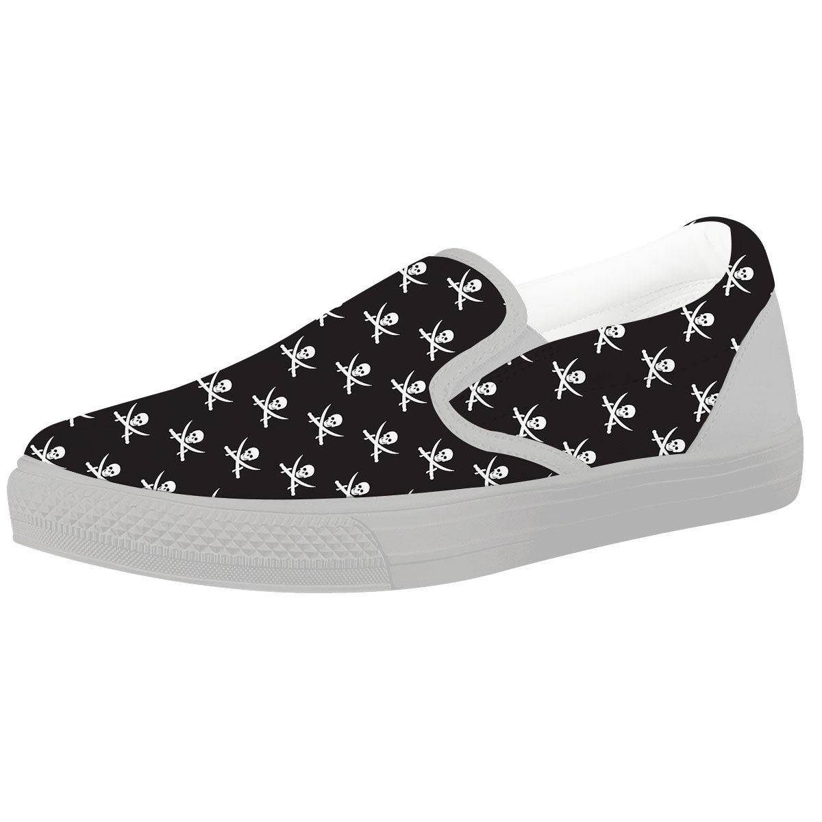 Symbol Pirate Skull Print Pattern White Slip On Shoes-grizzshop