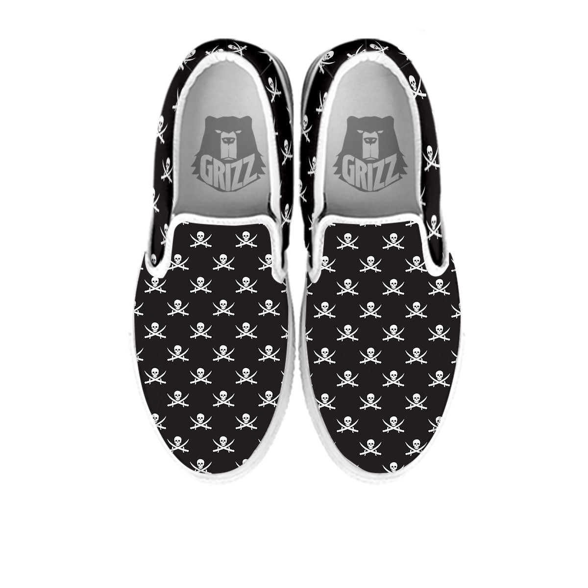 Symbol Pirate Skull Print Pattern White Slip On Shoes-grizzshop