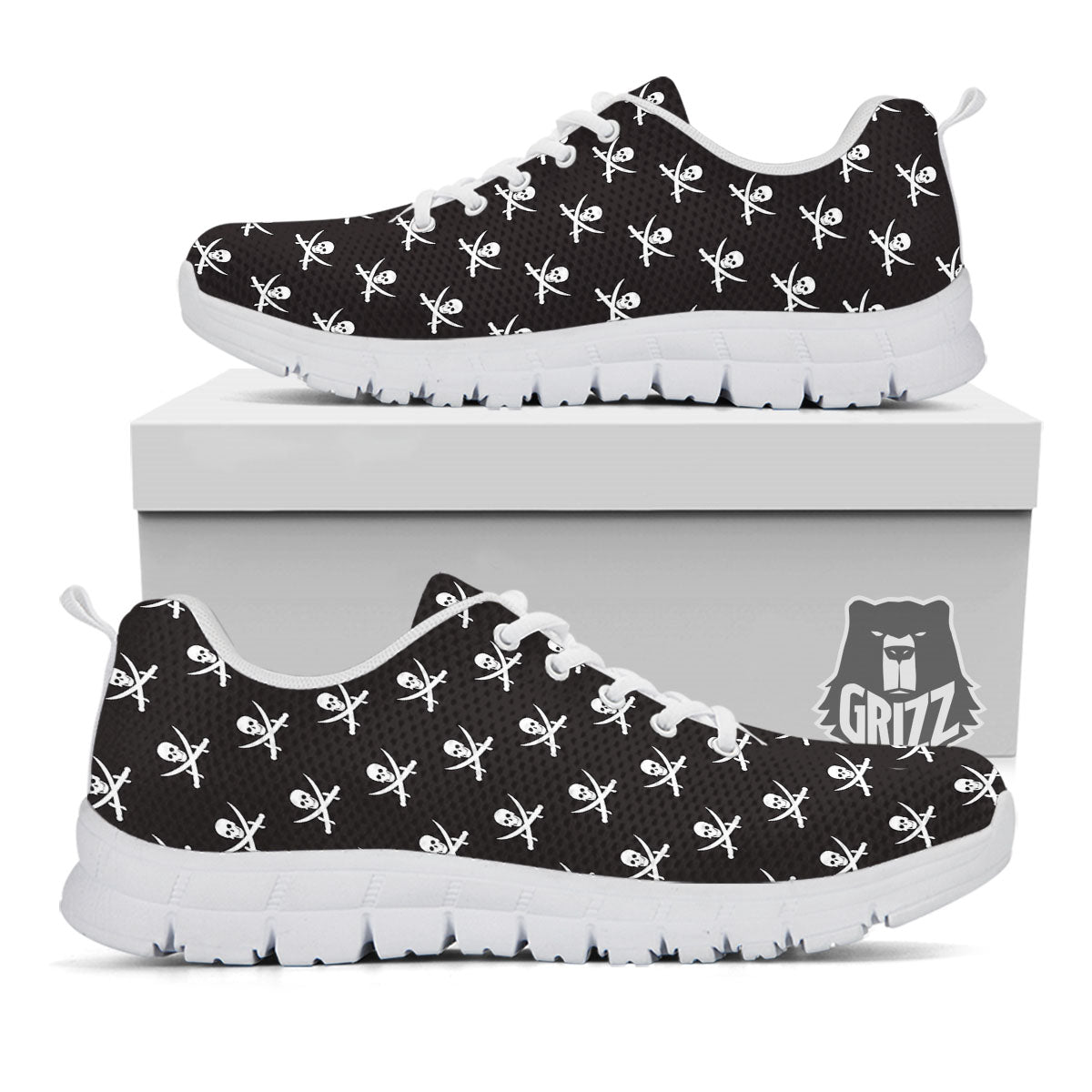 Symbol Pirate Skull Print Pattern White Sneaker-grizzshop